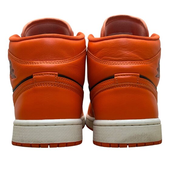 Nike Air Jordan Men’s Orange/Black Leather Mid High-Top Sneakers Size 8.5 - Picture 5 of 9